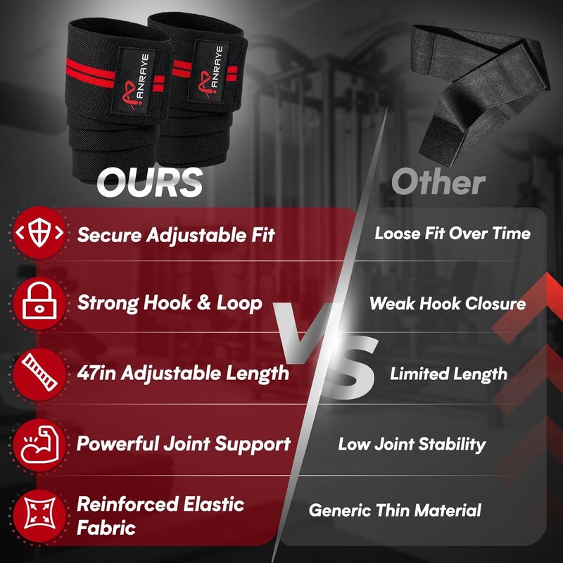 Anraye Elbow Wraps for Weightlifting - 47" Adjustable Compression Straps & Brace for Joint Support (1 Pair), Elbow Wraps Weight Lifting Men Women for Bench Press Powerlifting and Fitness Training - Image 3